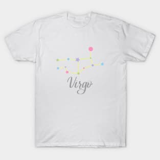 Virgo Zodiac Constellation in Rainbow Pastels T-Shirt